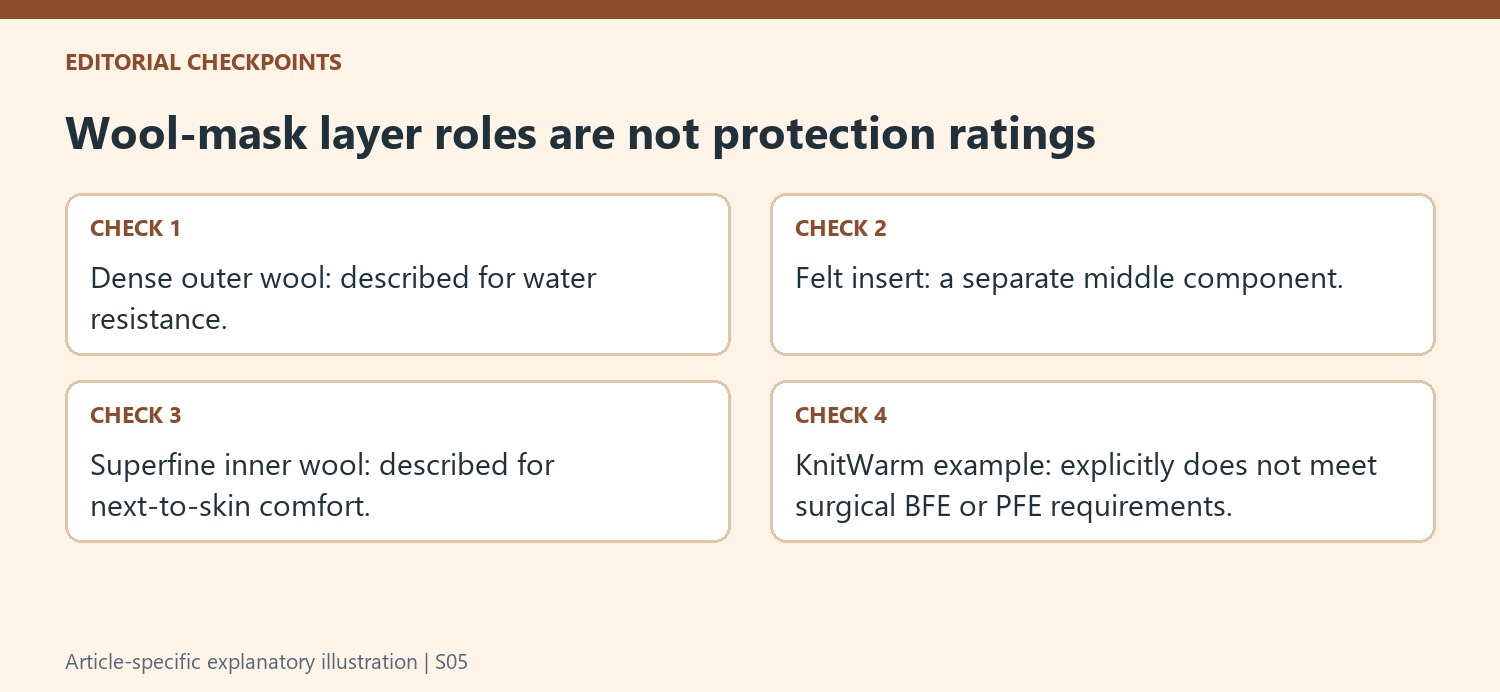 Wool-mask layer roles are not protection ratings