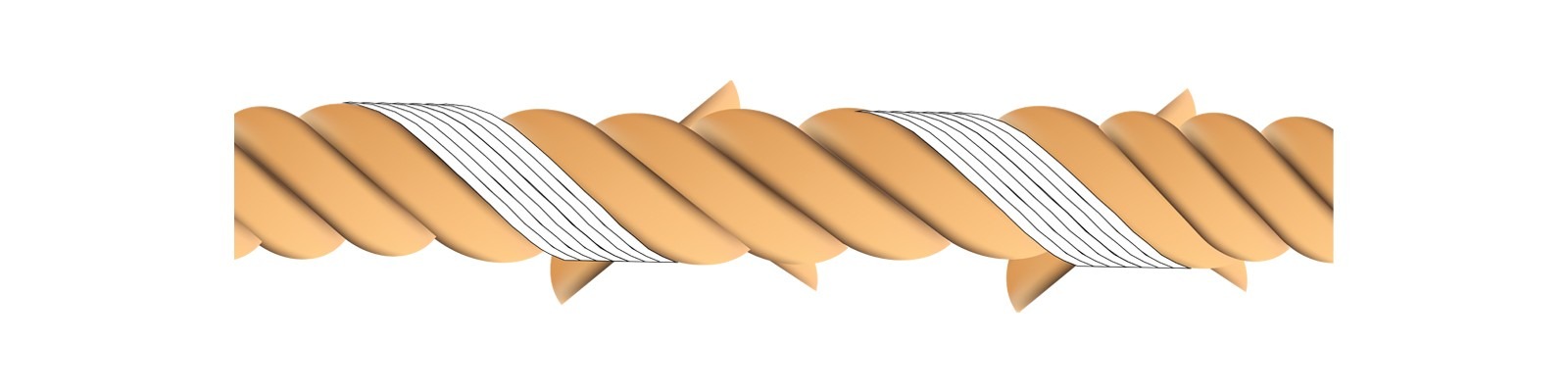 External filament-wrapping diagram from Woolmark's yarn-technology guide.