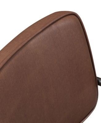 Brown chair-surface detail pictured in the source guide to faux leather.