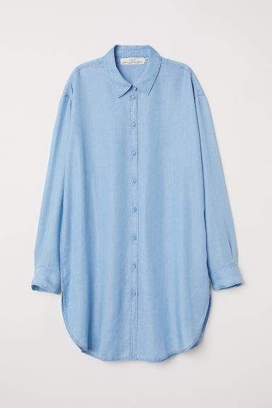 Blue lyocell shirt pictured in the source guide.