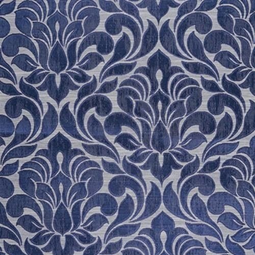 Blue ornamental fabric sample pictured in the damask source guide.