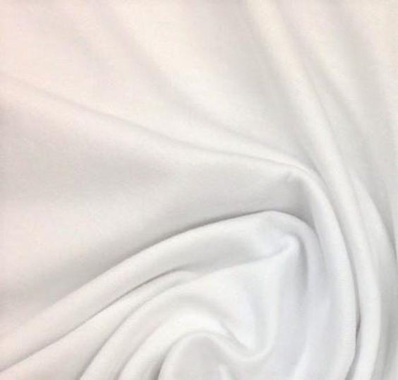 White cotton jersey fabric pictured in the jersey source guide.