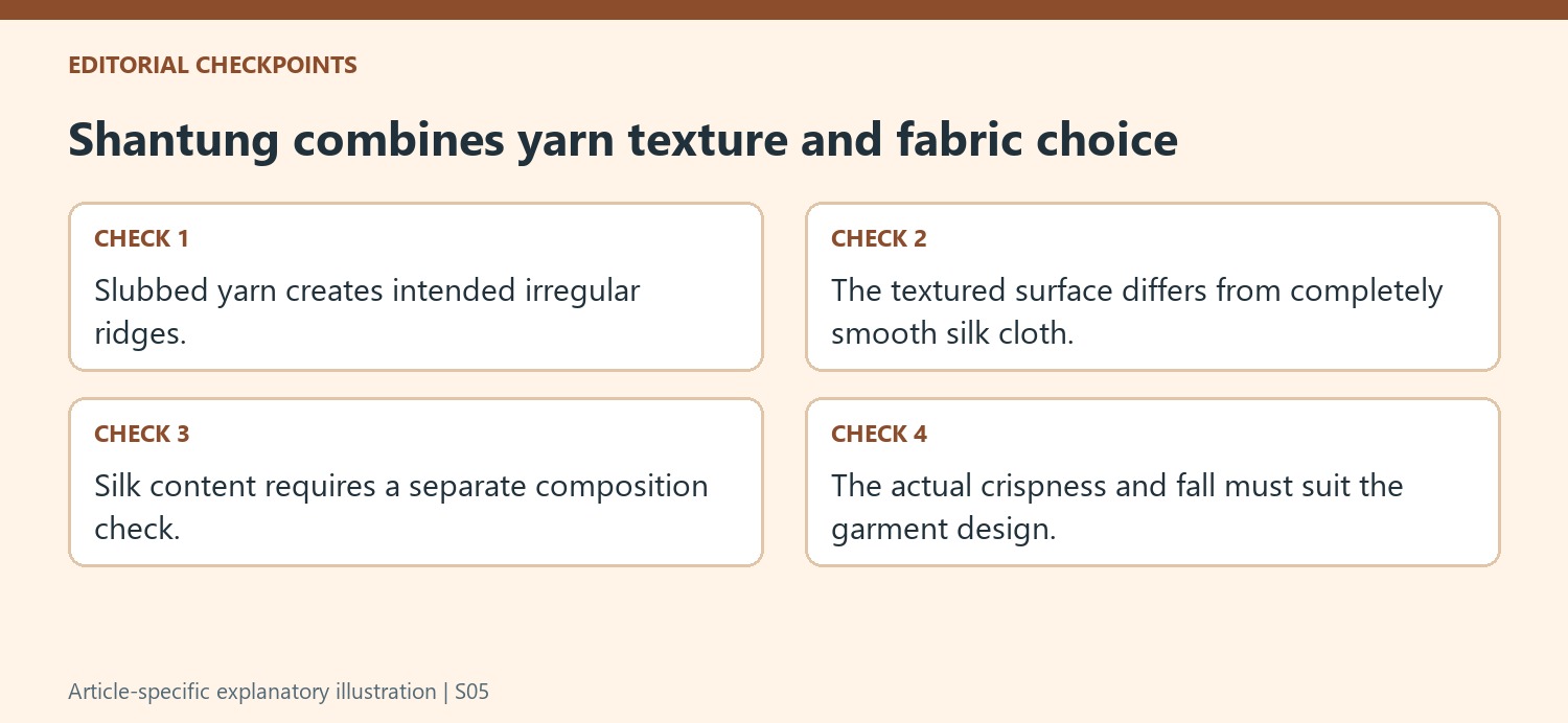 Shantung combines yarn texture and fabric choice