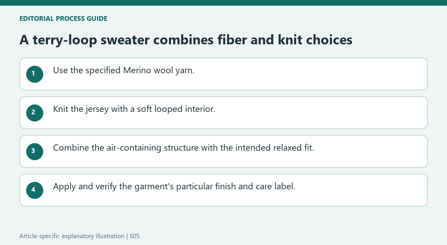 A terry-loop sweater combines fiber and knit choices