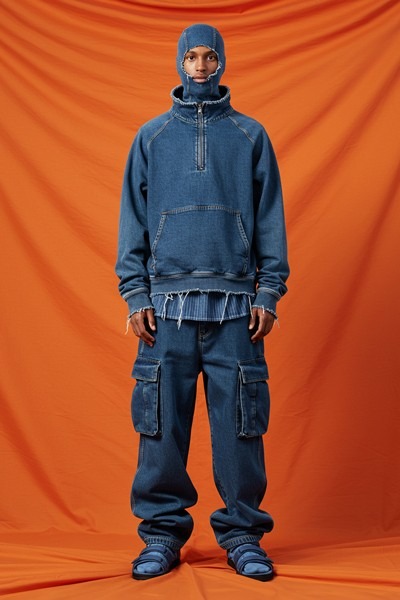 A separate wool-denim look from Edward Crutchley's collection, pictured by Woolmark.