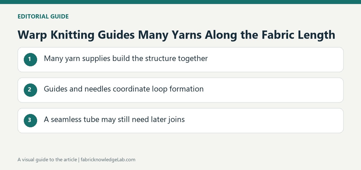 Warp Knitting Guides Many Yarns Along the Fabric Length