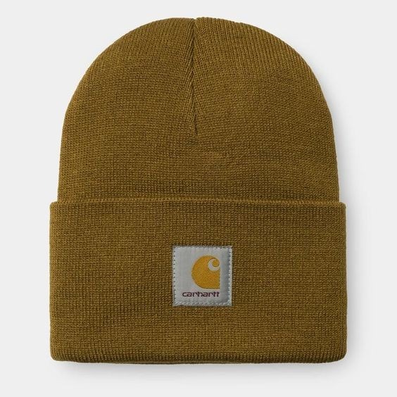 Brown acrylic knit cap pictured in the source guide.