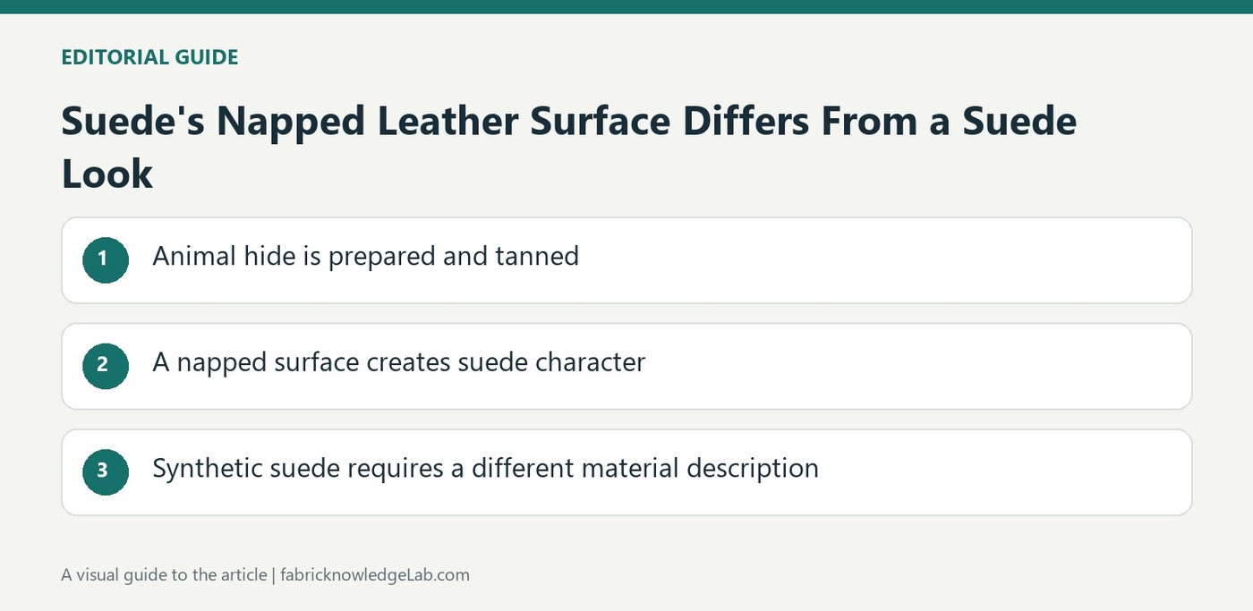 Suede's Napped Leather Surface Differs From a Suede Look