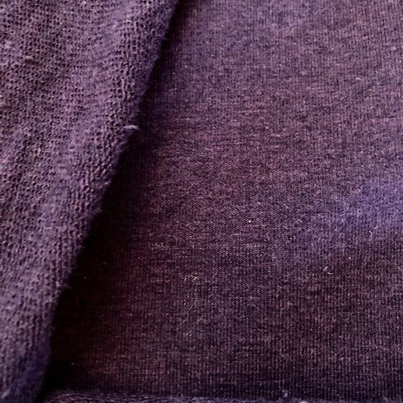 Purple soy-and-cotton French terry sample pictured in the source guide.