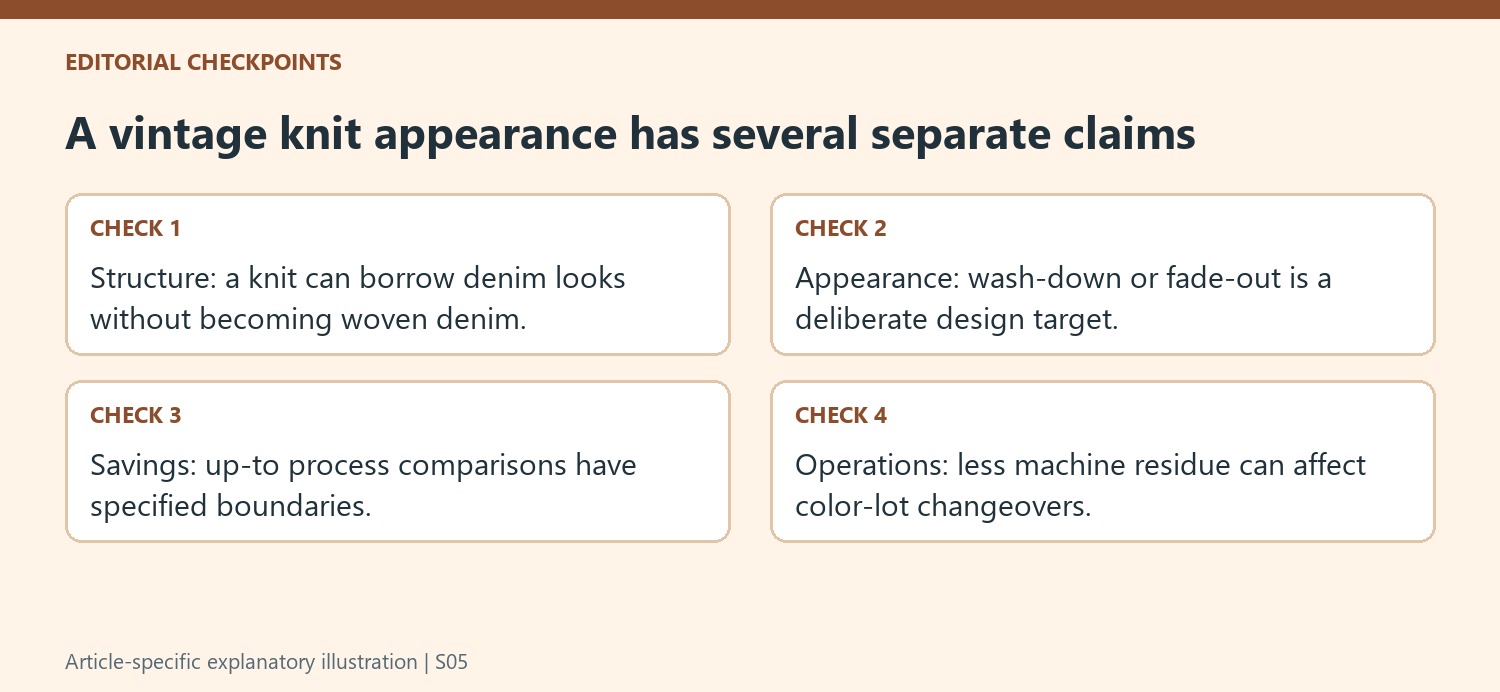A vintage knit appearance has several separate claims