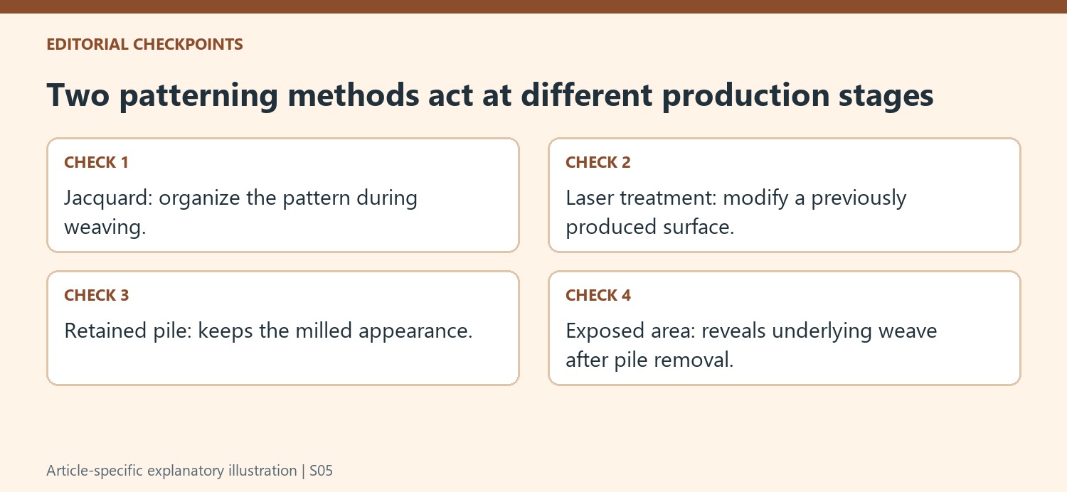 Two patterning methods act at different production stages