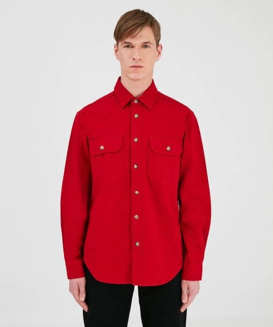 Red overshirt pictured in the source guide to flannel.