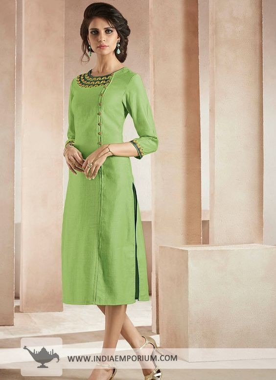 Green embroidered modal garment pictured in the source guide.